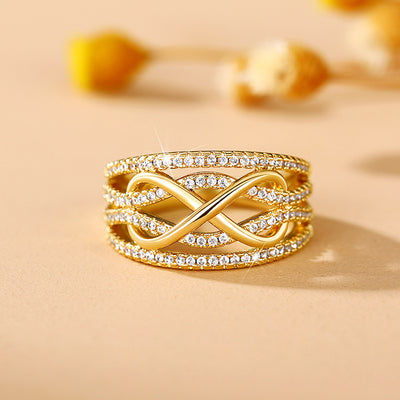 Silver Gold Waved Hollow Design Ring