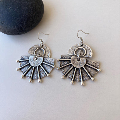 Vintage Boho Anatolian Hammered Ethnic Dangle Gold Antique Silver Earrings