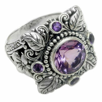 🔥🔥Last Day 49% OFF🎁Meditation Amethyst Crystal Flower Ring