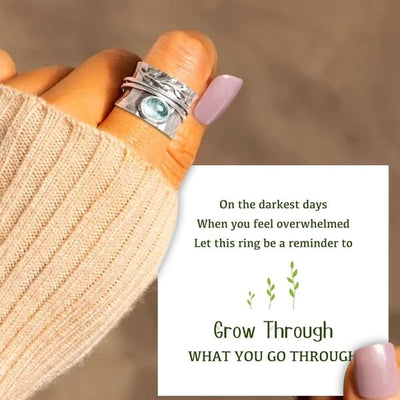 🔥Last Day 49% OFF🎁🍃Aquamarine Leaf Spinner ring🎁 - ''Grow through what you go through''💖
