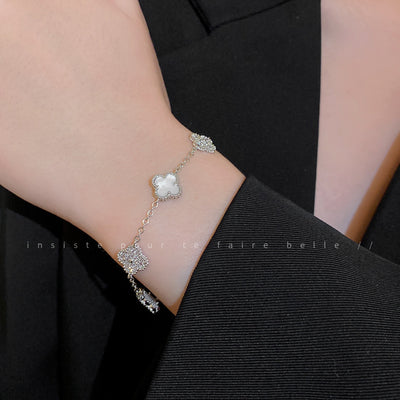 Zircon Flower  Pearl Bracelet