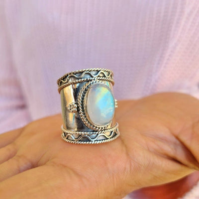 🔥Last Day 49% OFF🎁Bohemian Moonstone Wide Band Ring