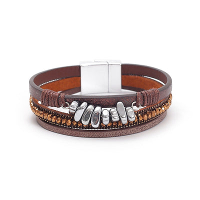 Leather Magnetic Buckle Closed Bracelet