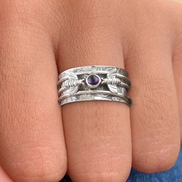 🔥Last Day 49% OFF🎁Bee Purple Gemstone Meditation Ring