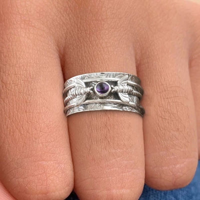 🔥Last Day 49% OFF🎁Bee Purple Gemstone Meditation Ring