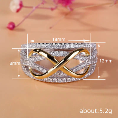 Silver Gold Waved Hollow Design Ring