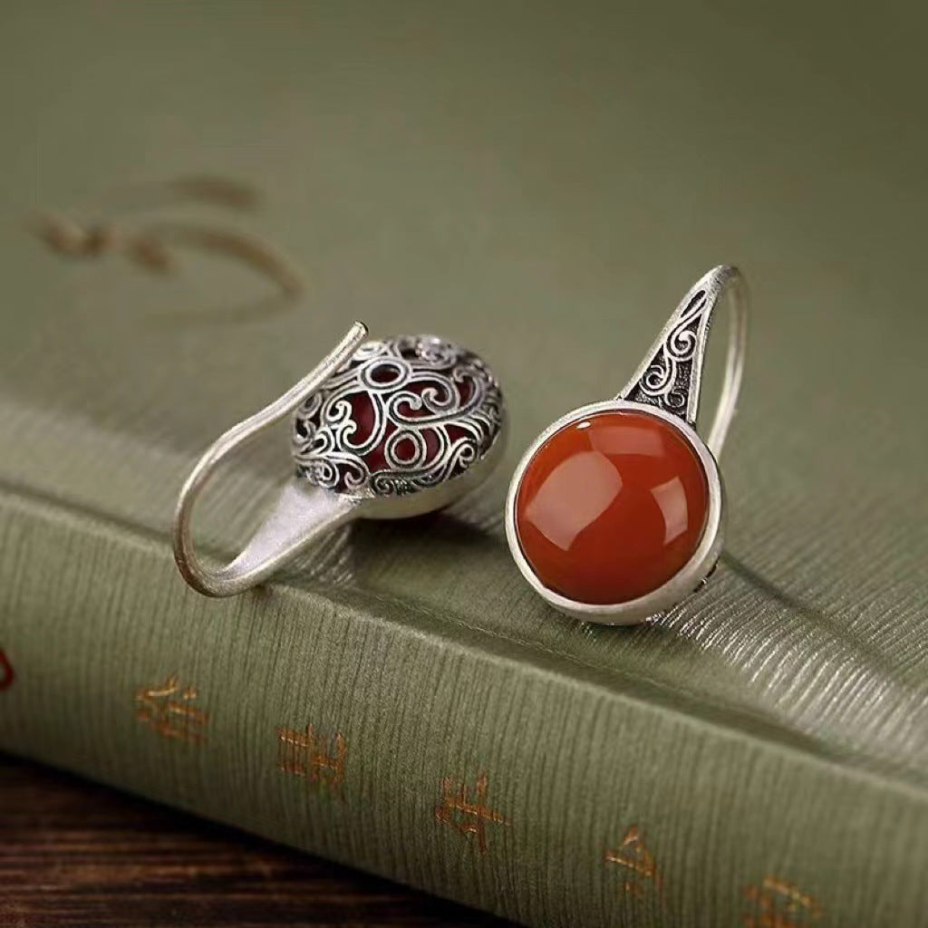 Red Agate Retro Earrings