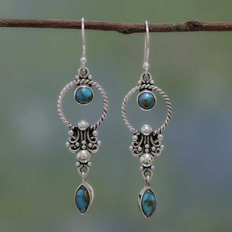 Retro Thai Silver Turquoise Earrings