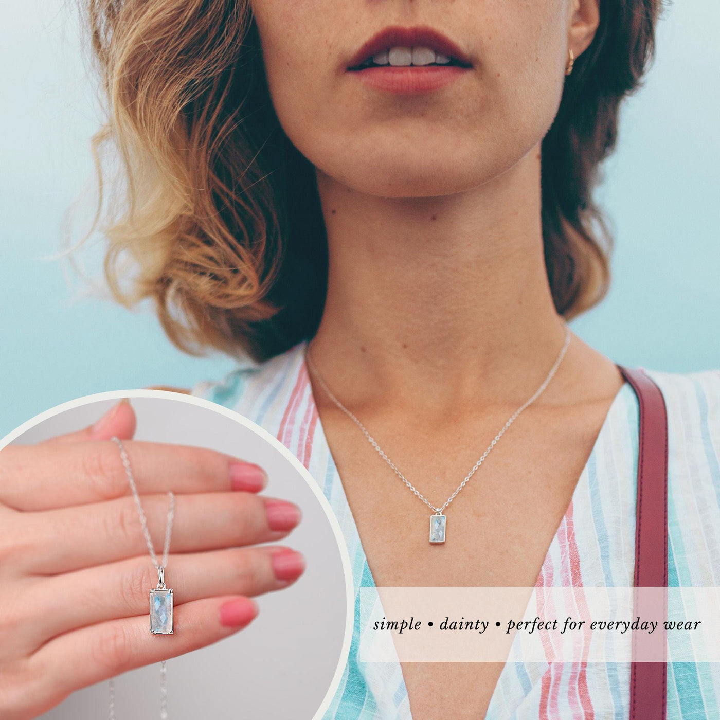 HOPE LOVE SHINE New Beginnings Rainbow Moonstone Sterling Silver Necklace