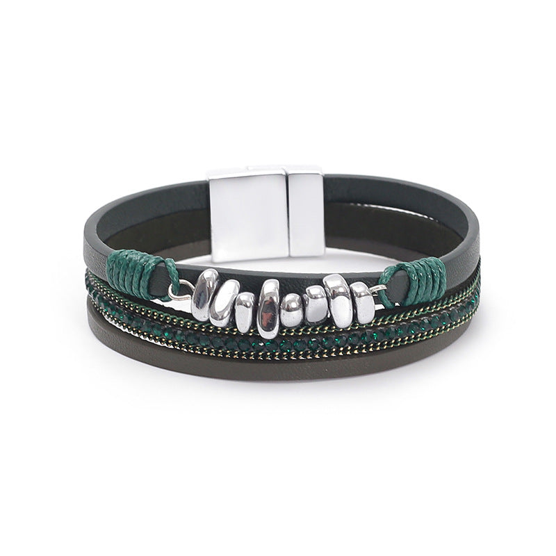 Leather Magnetic Buckle Closed Bracelet