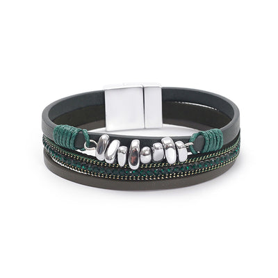 Leather Magnetic Buckle Closed Bracelet