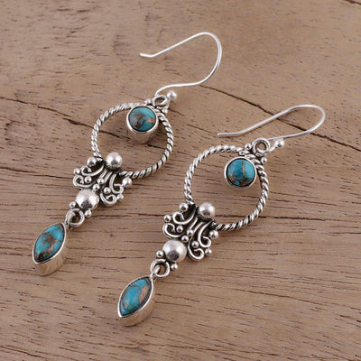 Retro Thai Silver Turquoise Earrings