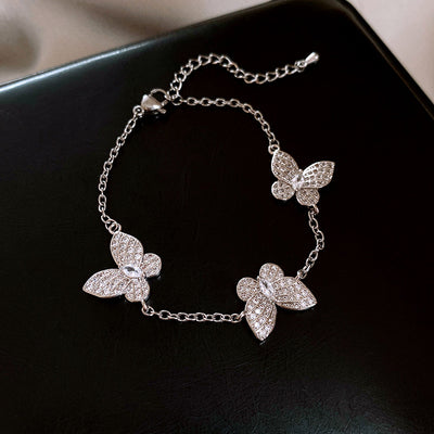 Sparkling Butterfly Zircon Water Droplet Necklace  Set