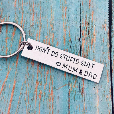 Don't Do Stupid Funny Keychain Gift Box Set for Son and Daughter