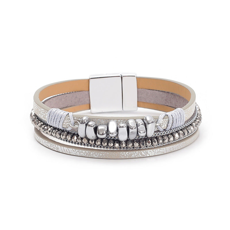 Leather Magnetic Buckle Closed Bracelet