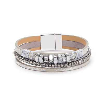 Leather Magnetic Buckle Closed Bracelet