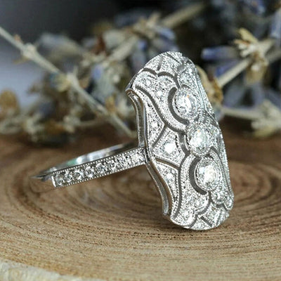Retro Hollow Rectangular Ring