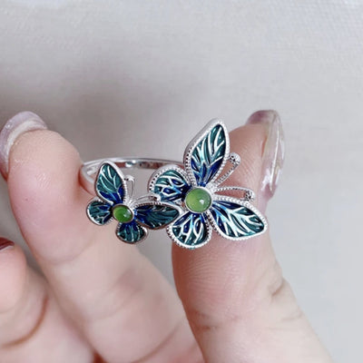 Enamel Craft Double Butterfly Ring