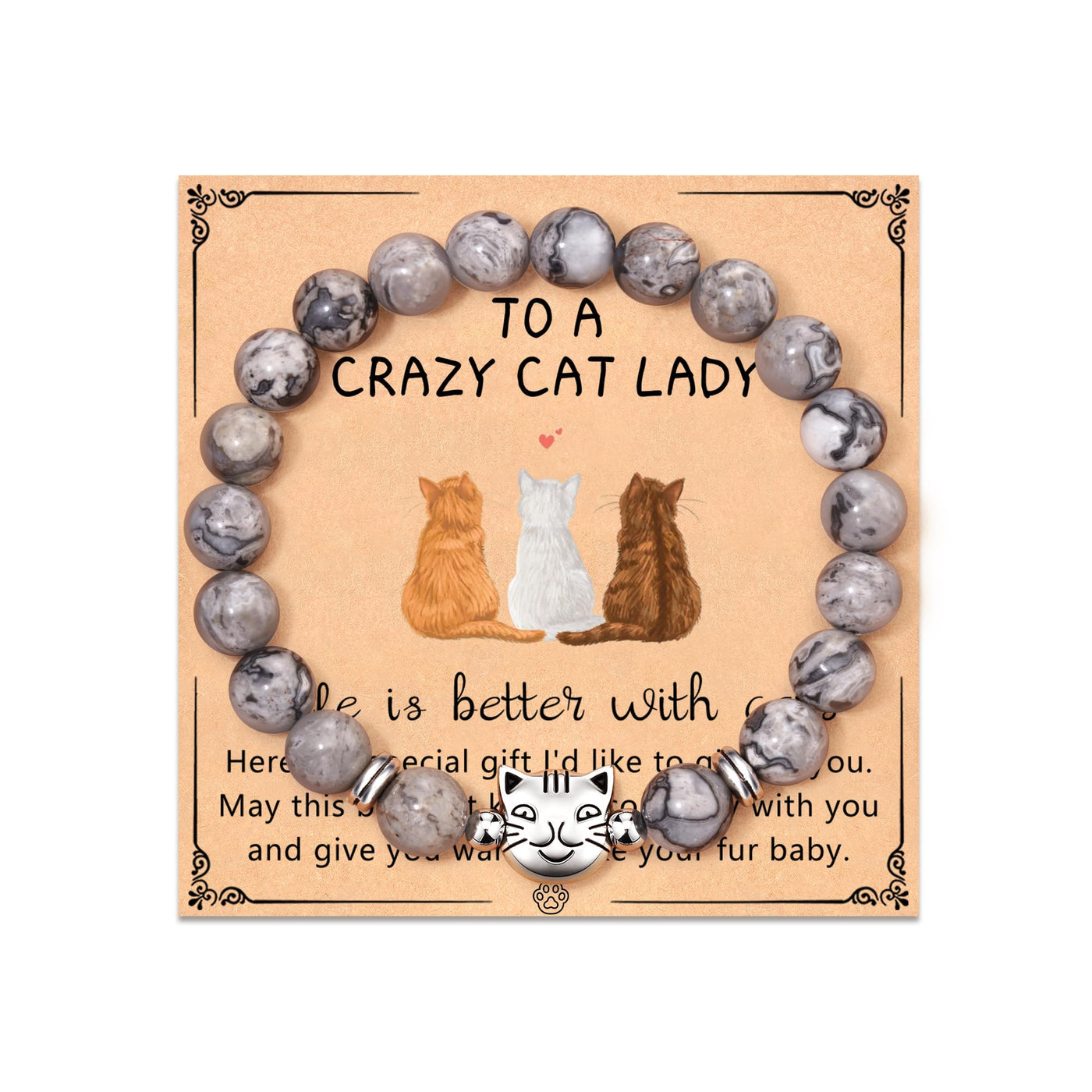 Nature Stone Bracelet Crazy Cat Lady Gifts