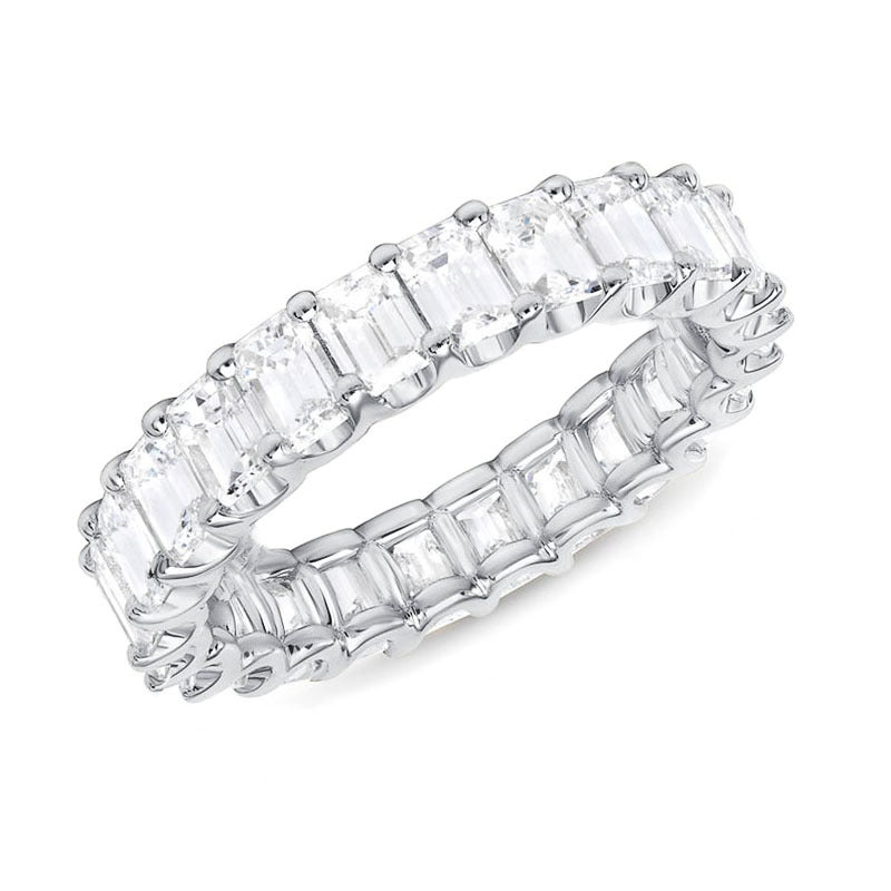 Moissanite Wedding Band Emerald Cut Ring Stacking Ring