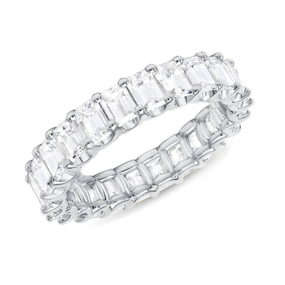 Moissanite Wedding Band Emerald Cut Ring Stacking Ring