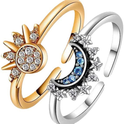 Sun And Moon Radiant Layered Ring Couple Ring