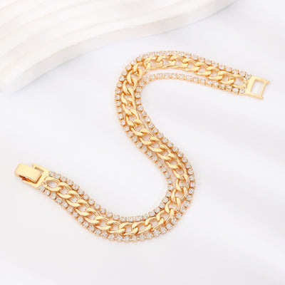 Three-layer Rhinestone  Chain Bracelet