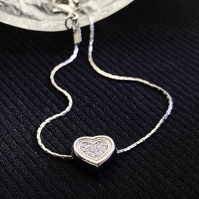 Silver Wire Chain Peach Heart Bracelet