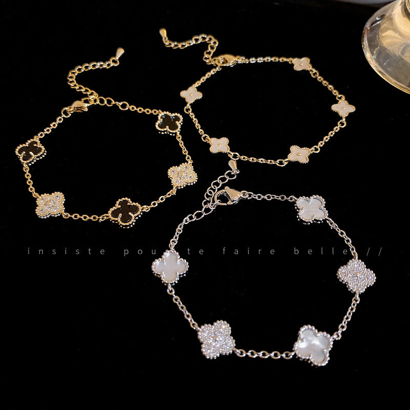 Zircon Flower  Pearl Bracelet