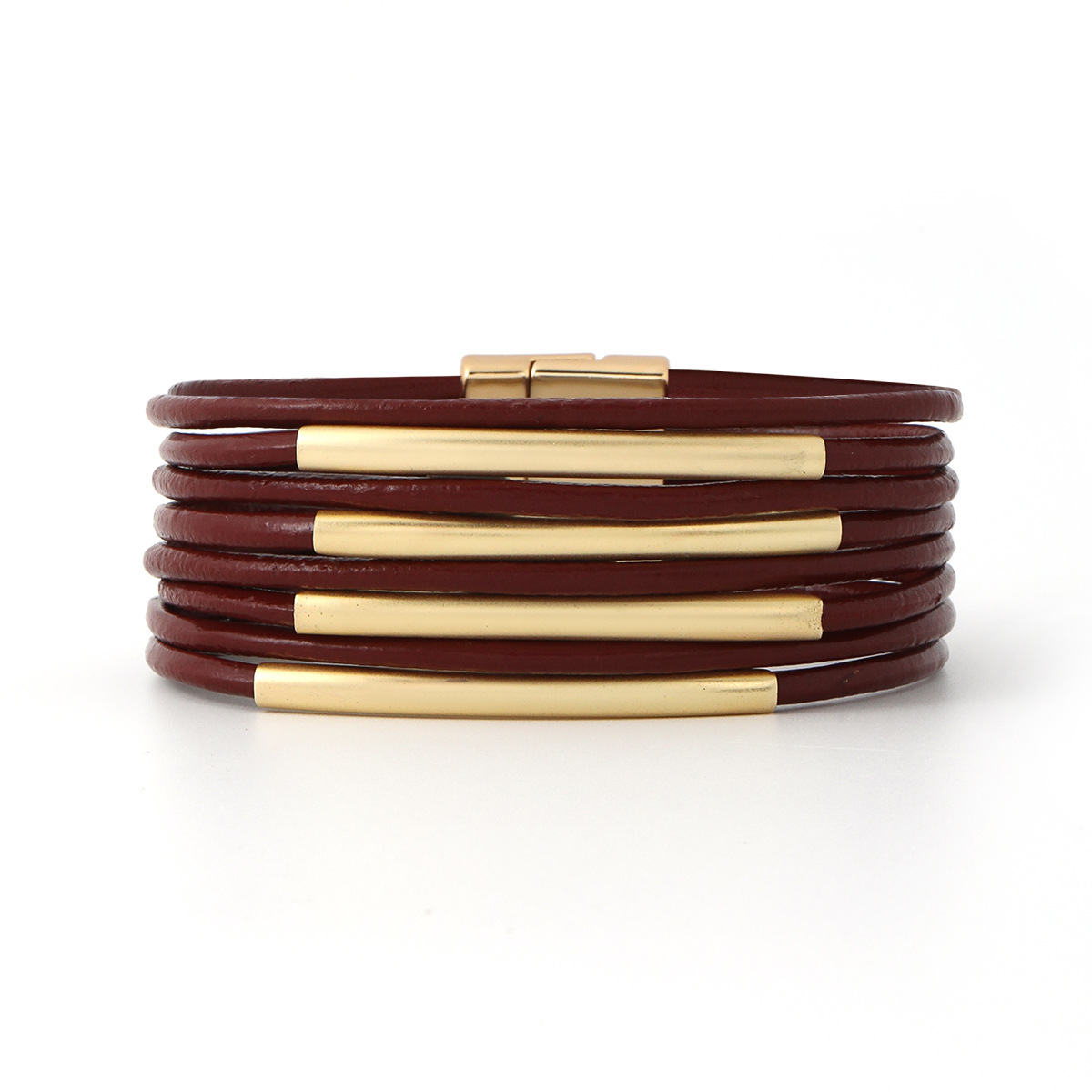 Leather Copper Tube Bracelet