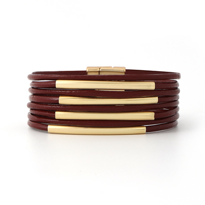 Leather Copper Tube Bracelet