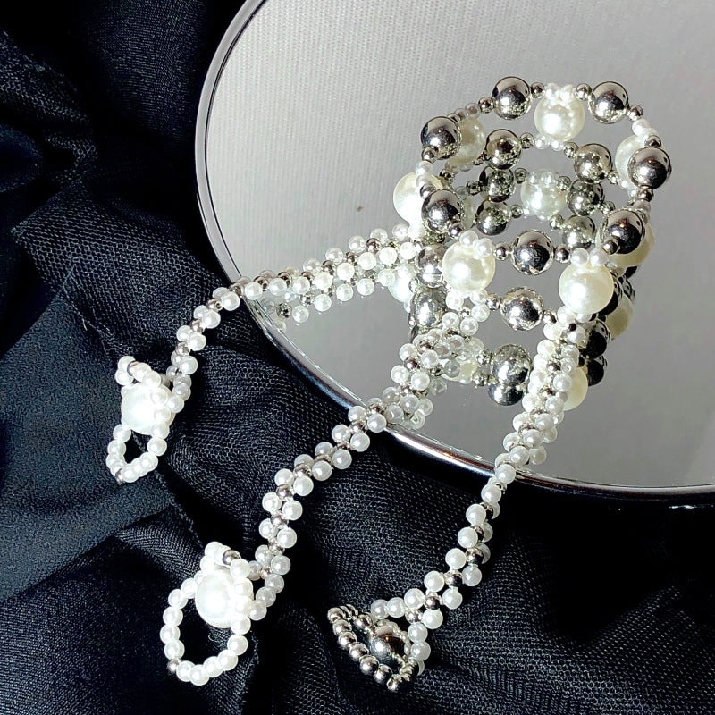 Woven Pearl Bracelet Ring Integrated