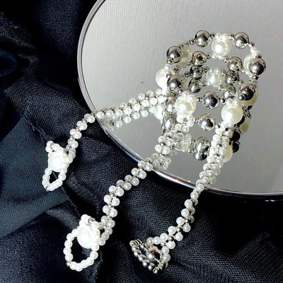 Woven Pearl Bracelet Ring Integrated