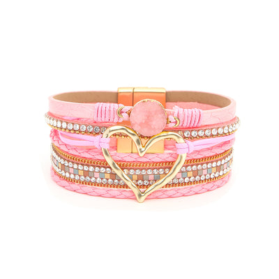 Multi-layer  Heart Leather Bracelet