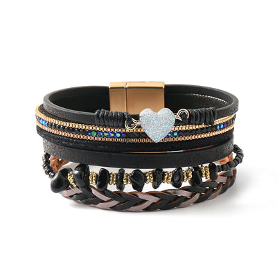 Natural Crushed Stone Leather Bracelet