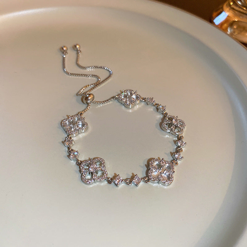 Zircon Flower Tassel Bracelet