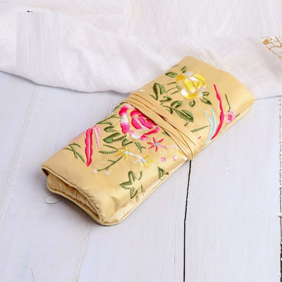 Handmade Embroidered Silk Jewelry Bag