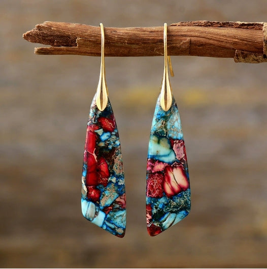 Bohemian Natural Stone Geometric Earrings