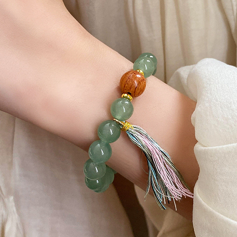 Wooden Bead Geometric Tassel  Bracelet