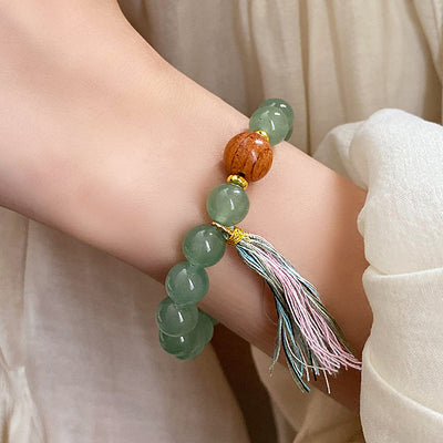 Wooden Bead Geometric Tassel  Bracelet