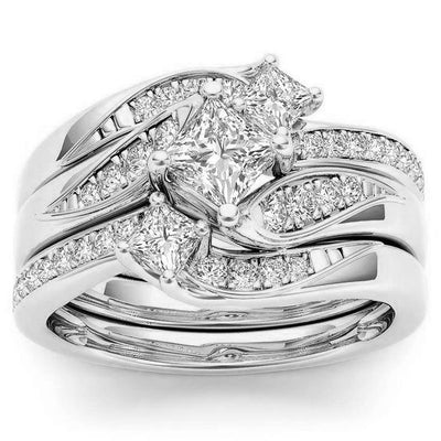 Tri Color Wave Diamond Ring