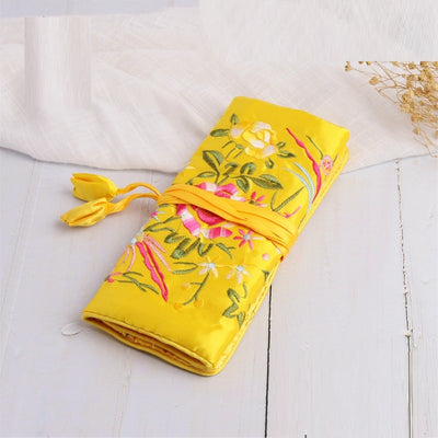 Handmade Embroidered Silk Jewelry Bag