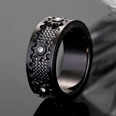 925 Sterling Silver Personalized Stress Reducing Rotatable Gear Ring