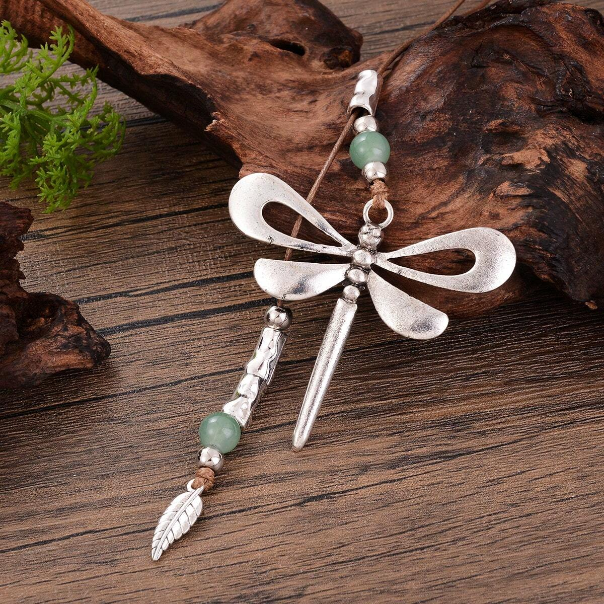 Mecseneg Gwyllt Hanesyddol Stil Dragonfly Penddelw Metel Cerdyn Gwlan.