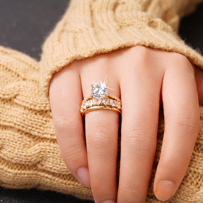 A Three-Piece Set Of Retro And Elegant Zircon Rings Set