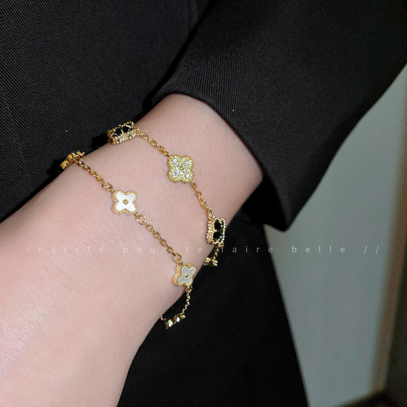 Zircon Flower  Pearl Bracelet