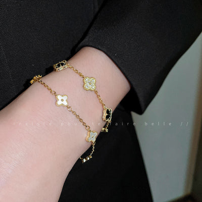 Zircon Flower  Pearl Bracelet