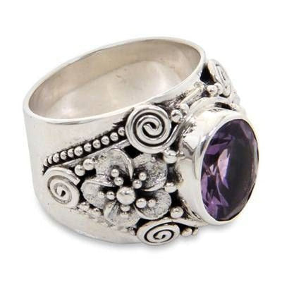 🔥Last Day 49% OFF🎁Floral Faceted Amethyst Ring