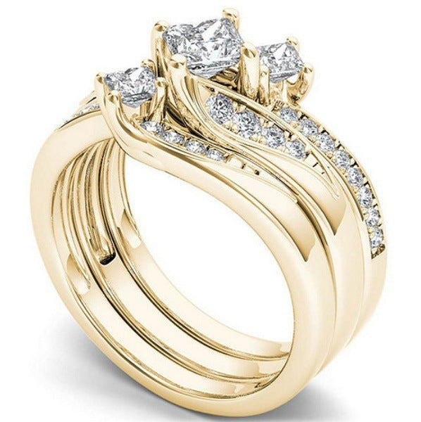 Tri Color Wave Diamond Ring