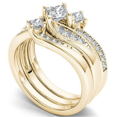 Tri Color Wave Diamond Ring
